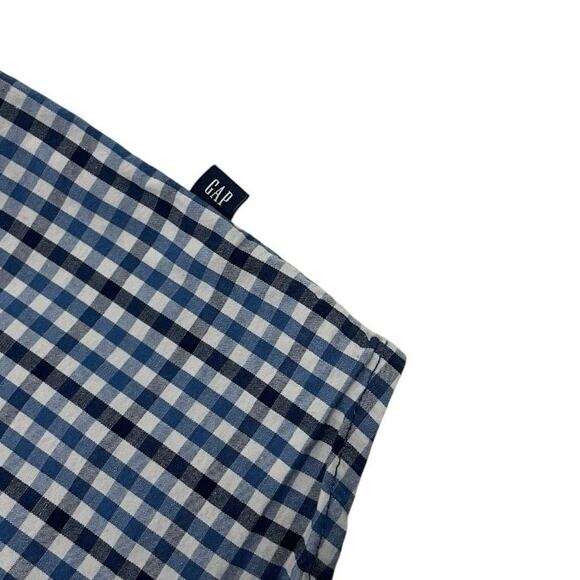 GAP Mens Blue Plaid Short Sleeve Button Down Shirt - Picture 4 of 7